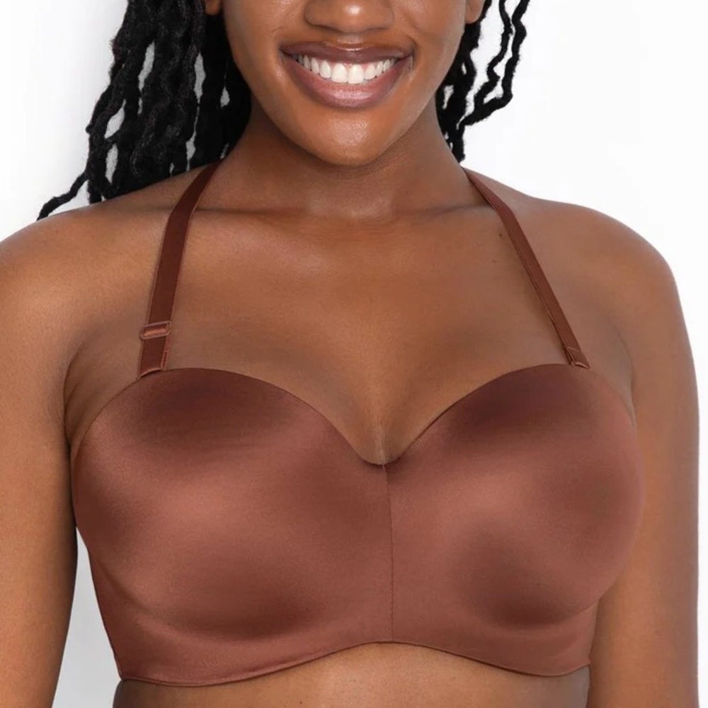 CURVY COUTURE style 1290 smooth strapless multi-way push up underwire bra NWT